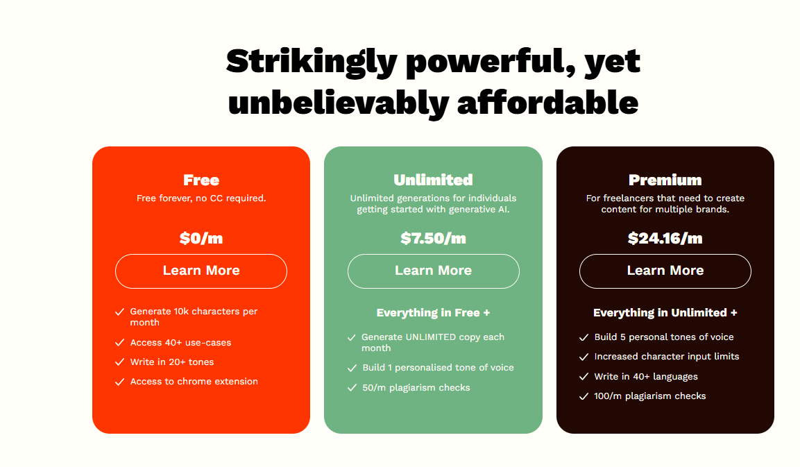Rytr AI dashboard – simple, fast, and beginner-friendly interface.